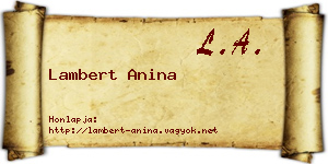 Lambert Anina névjegykártya